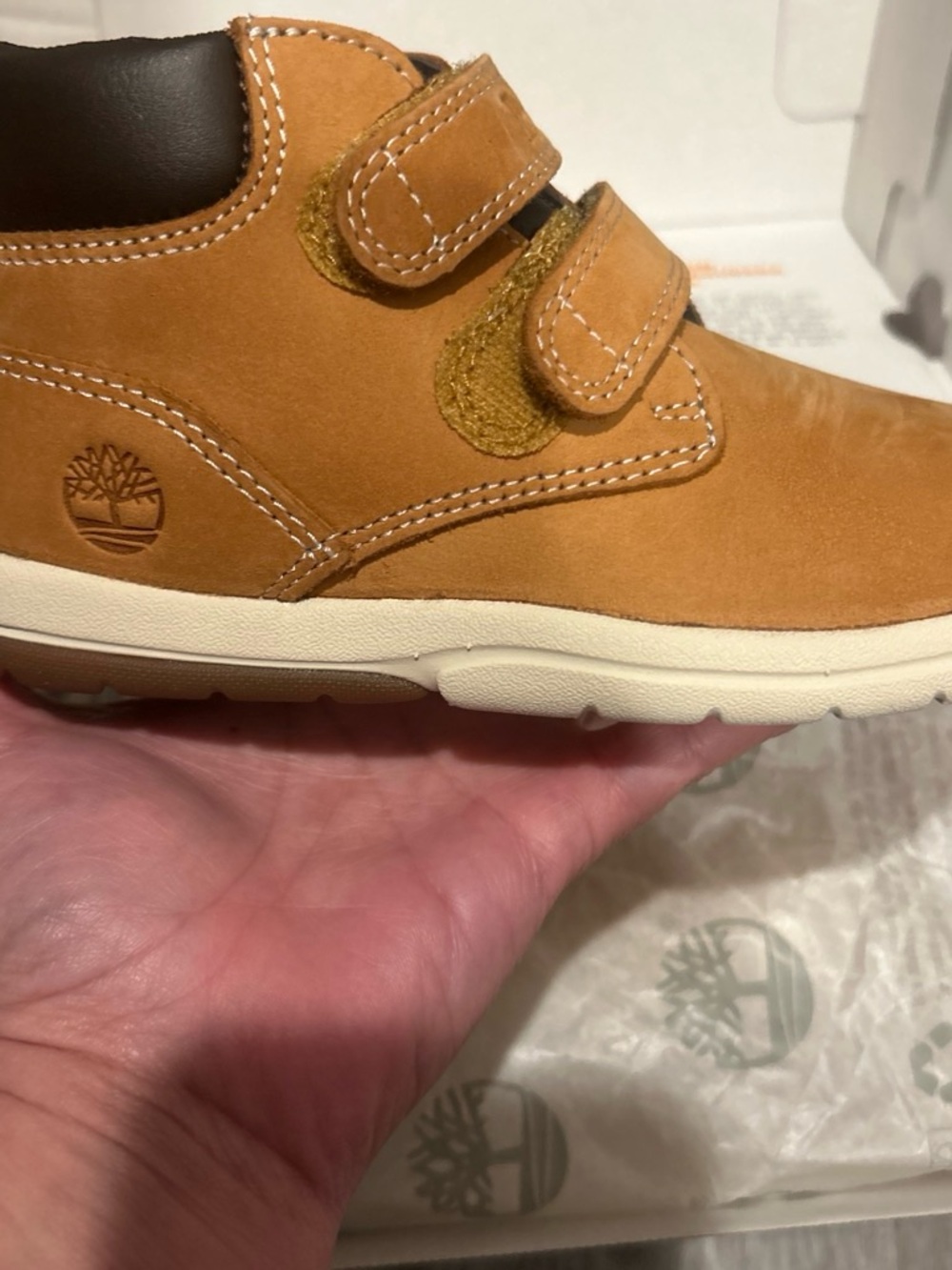 Timberland Kids Wheat Tan Double-Strap Nubuck Boot